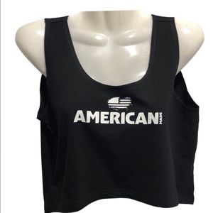 American Made Printed Sleeveless Cropped Tank